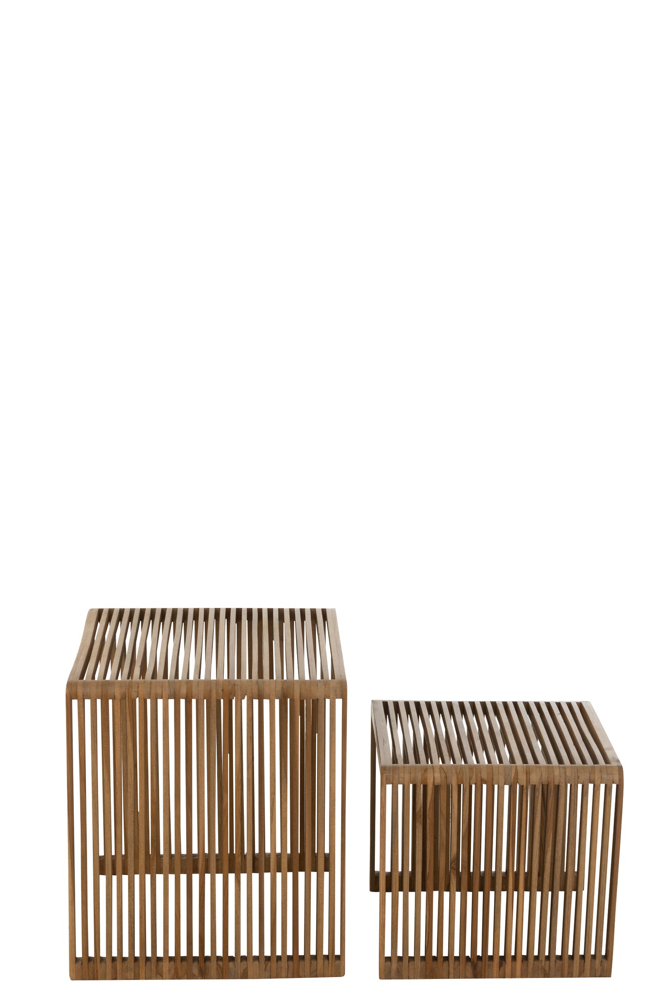 2er-Set Couchtische, kubisch, recyceltes Teakholz, natur