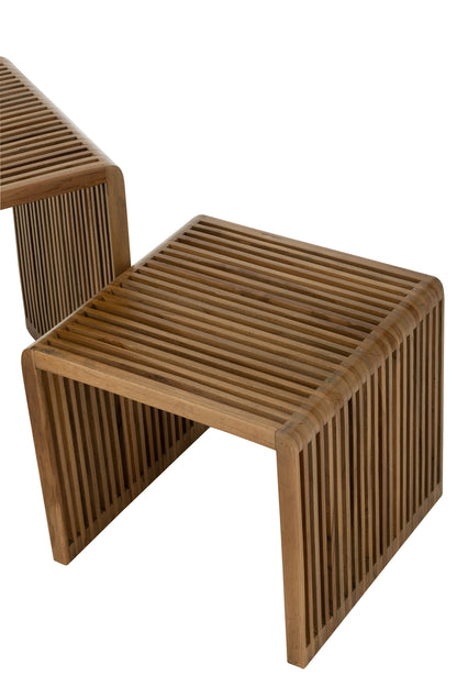 2er-Set Couchtische, kubisch, recyceltes Teakholz, natur