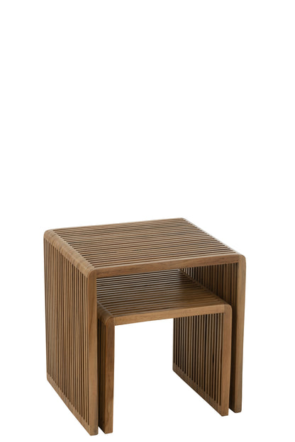 2er-Set Couchtische, kubisch, recyceltes Teakholz, natur