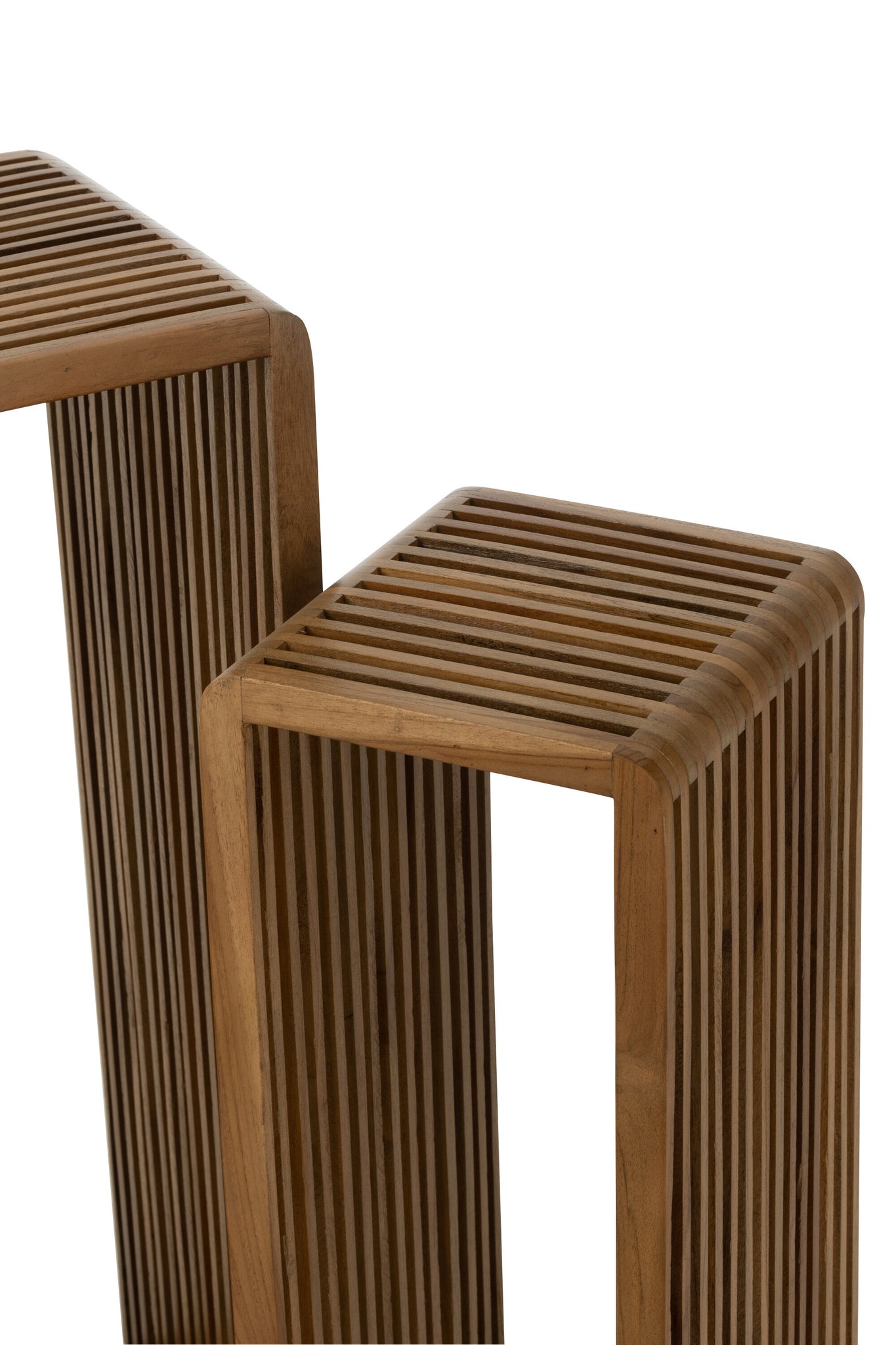 Set Of 2 Side Tables Cubic Recycle Teak Natural
