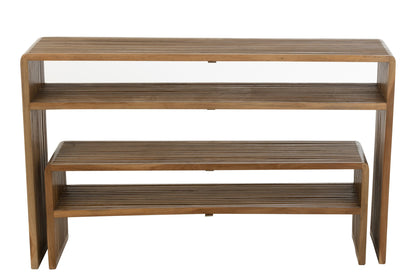 Set di 2 console con ripiano in teak riciclato naturale