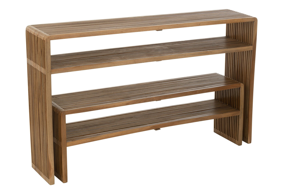 Set di 2 console con ripiano in teak riciclato naturale