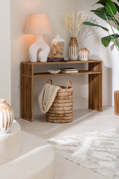 Set di 2 console con ripiano in teak riciclato naturale