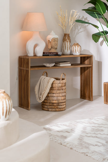 2er-Set Konsolen mit Ablage, recyceltes Teakholz, natur