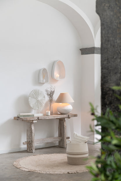 Lamp Pot + Cap Paper Mache White