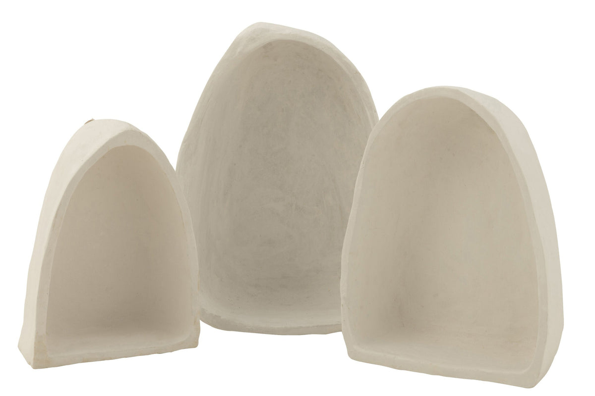 Wandrekjes papier-maché – wit, 35x15x45 cm, set van 3