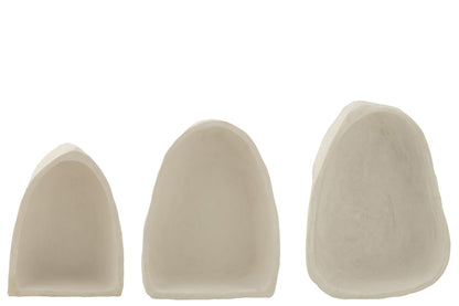 Wandrekjes papier-maché – wit, 35x15x45 cm, set van 3