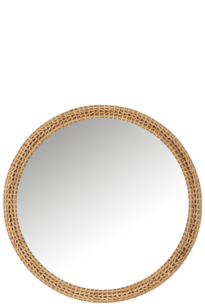 Mirror Round Fir Wood/Glass Natural