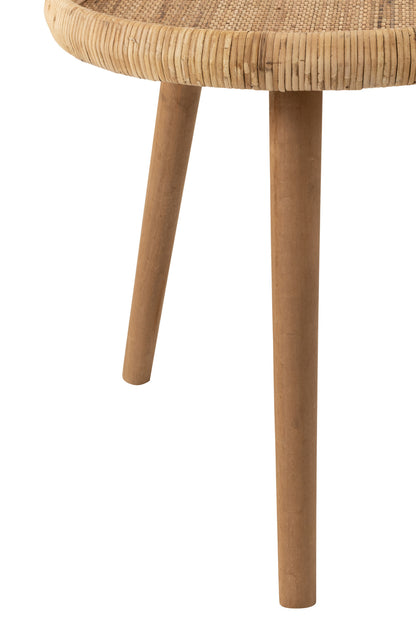 Set Of 2 Side Tables Lurne Rattan/Fir Wood Natural