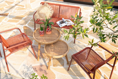 Set Of 2 Side Tables Lurne Rattan/Fir Wood Natural