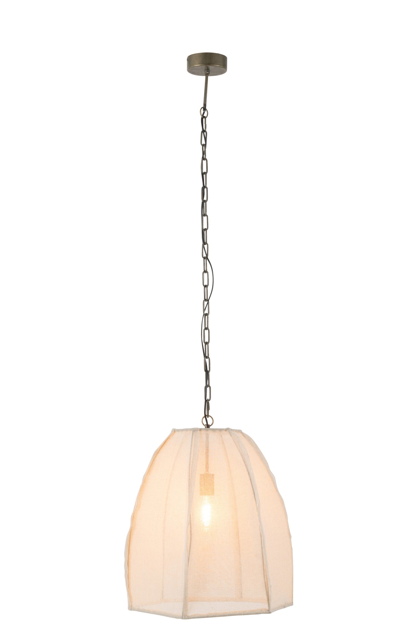 Ceiling Lamp Pear Linen/Iron White Small
