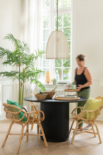 Ceiling Lamp Pear Linen/Iron White Small