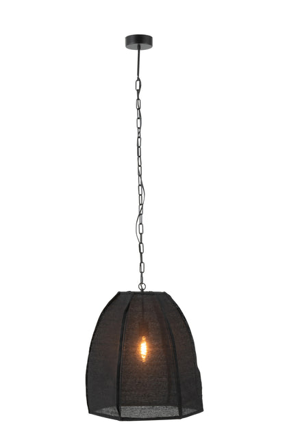 Ceiling Lamp Pear Linen/Iron Black Small