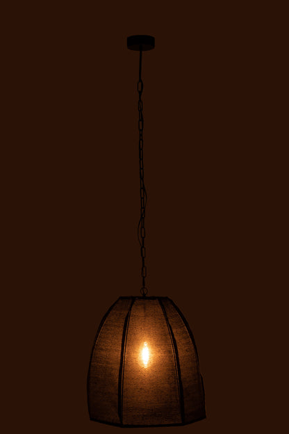 Ceiling Lamp Pear Linen/Iron Black Small