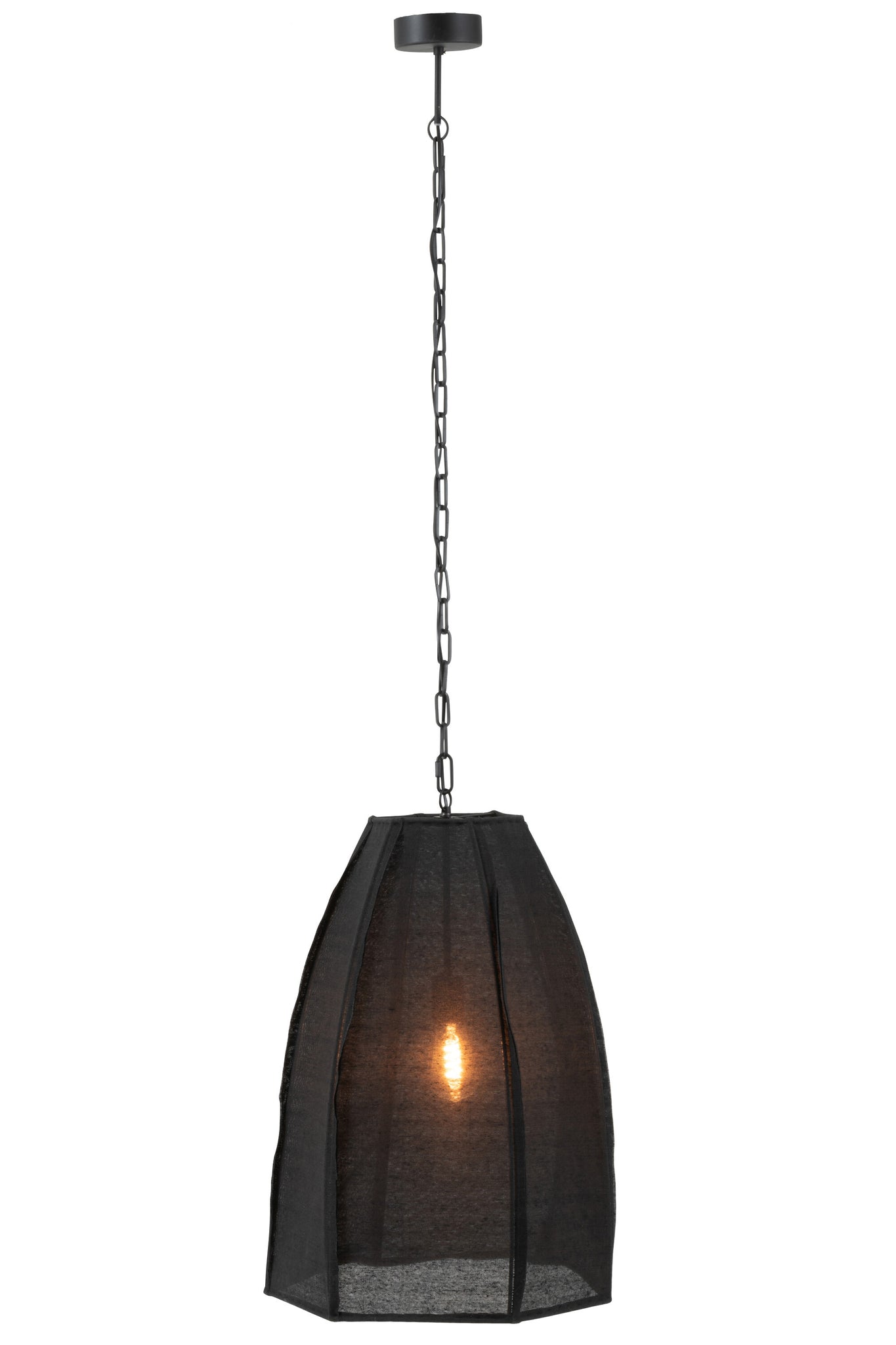 Ceiling Lamp Pear Linen/Iron Black Large