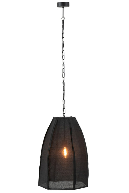 Ceiling Lamp Pear Linen/Iron Black Large