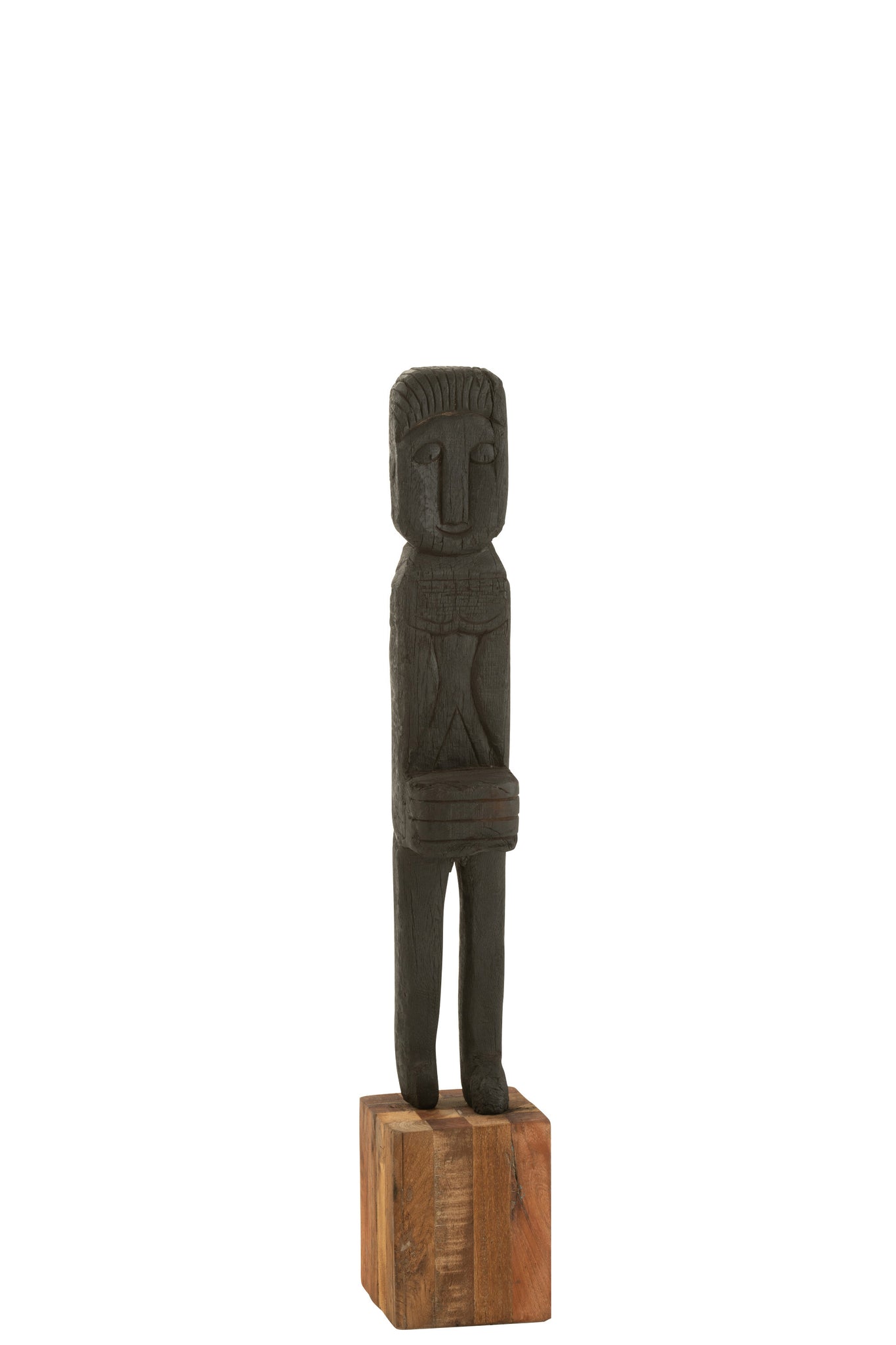 STATUE BORO RECYLCED WOOD BLACK/NATURAL