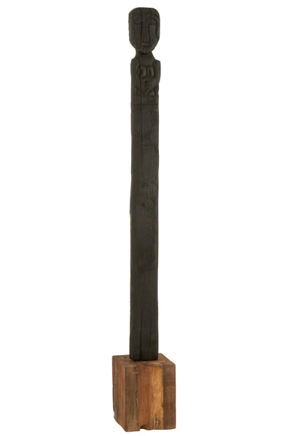 STATUE KURU RECYLCED WOOD BLACK/NATURAL