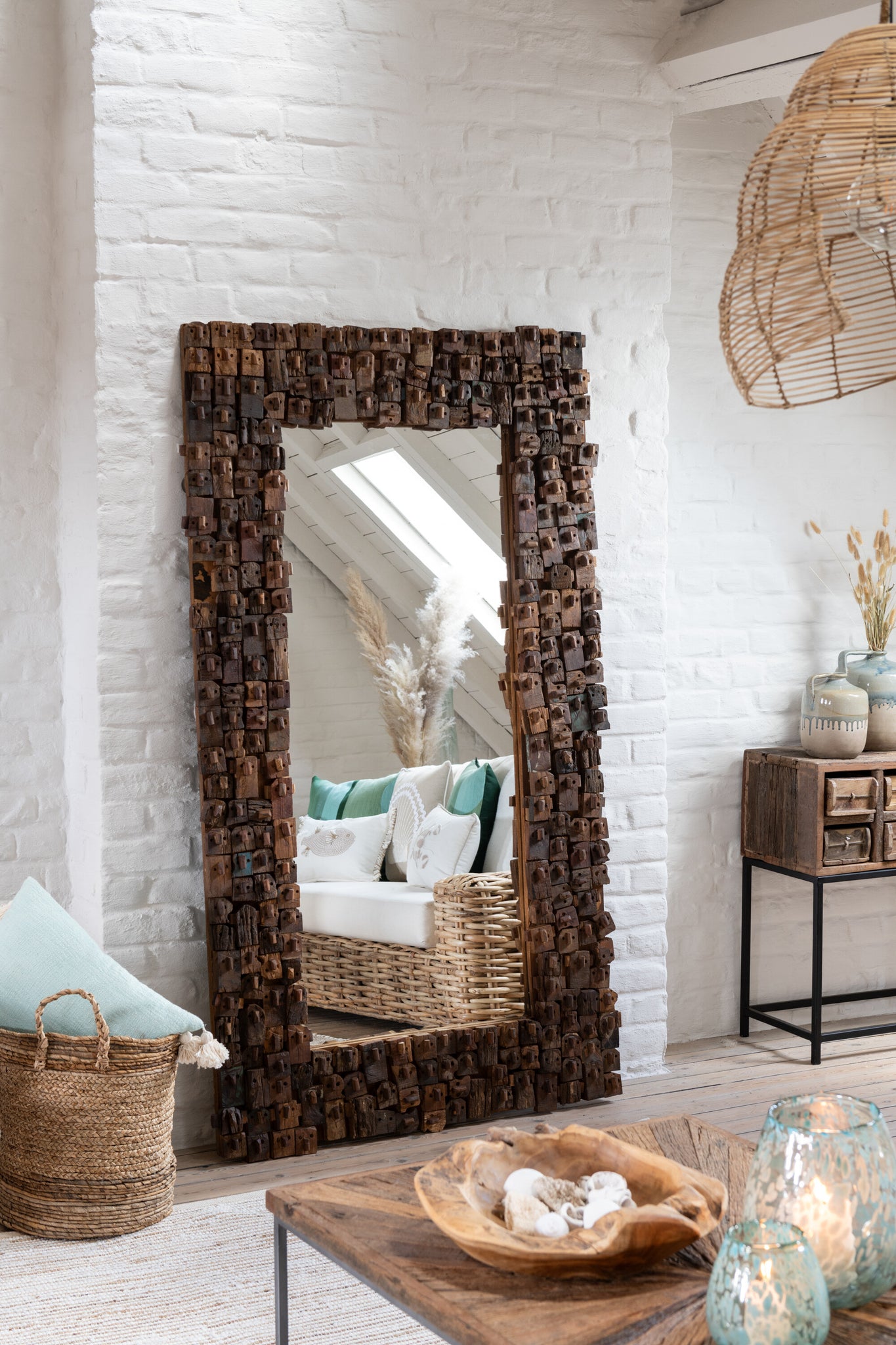 MIRROR SYMA RECYLCED WOOD/MIRROR NATURAL LARGE
