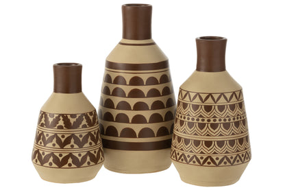 Vase Pattern Half-Circles Terracotta White/Brown
