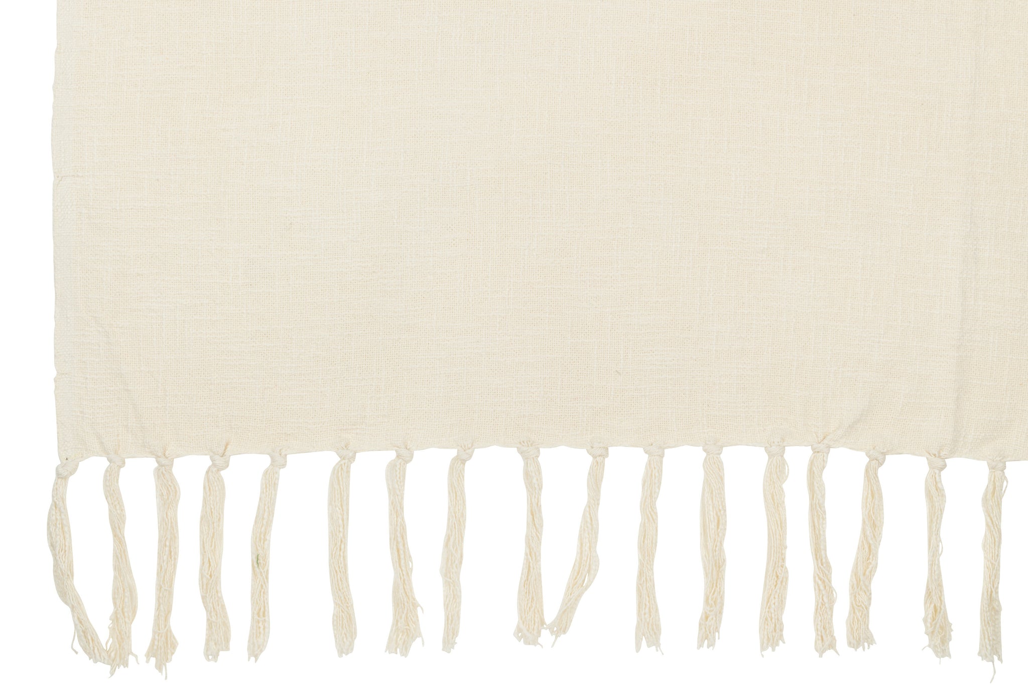 Plaid Fringes Cotton Ecru