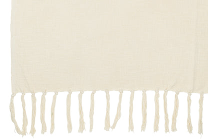 Plaid Fringes Cotton Ecru