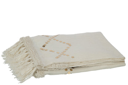 Plaid Diamonds+Fringes Cotton/Sequin White/Gold