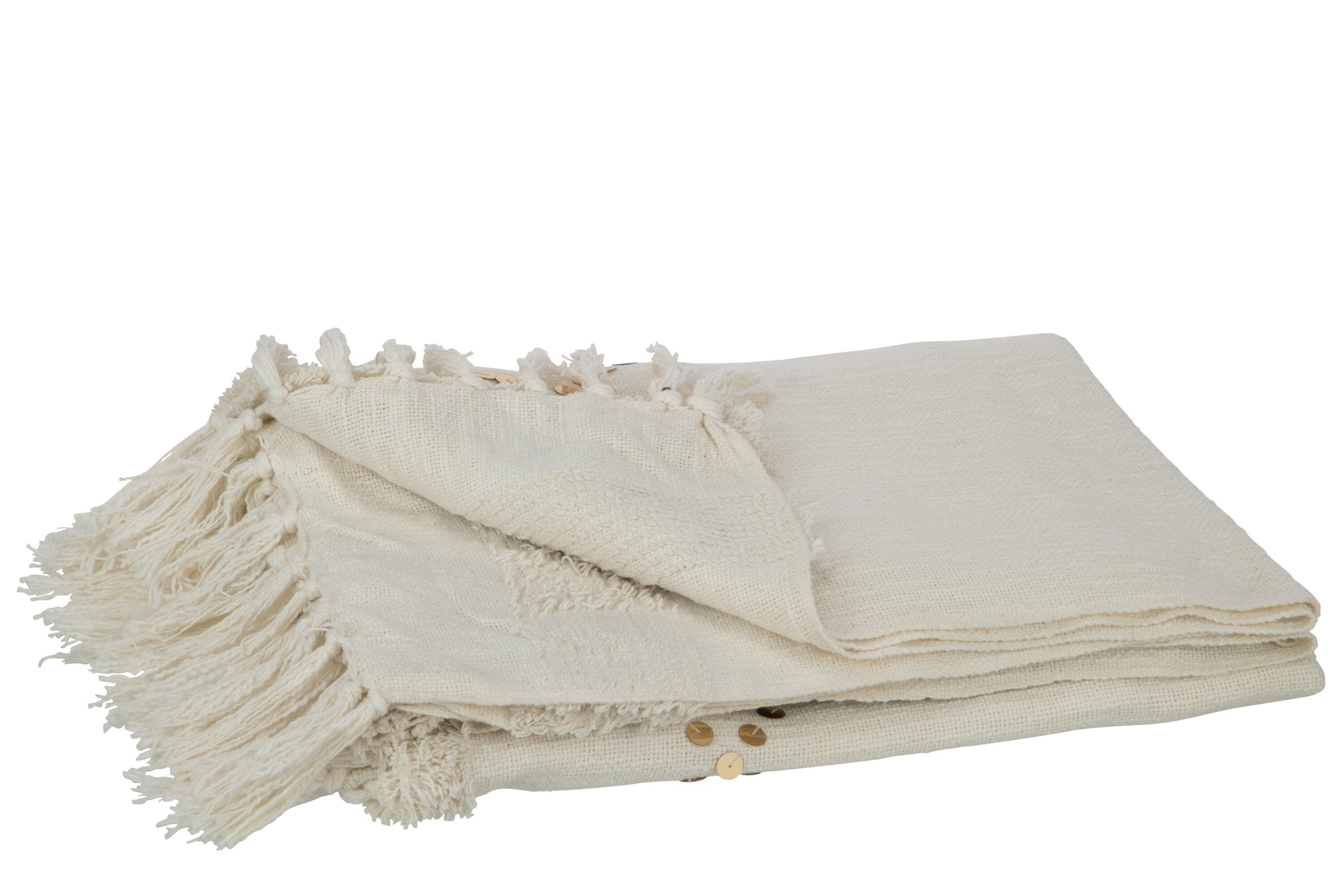 Plaid Diamonds+Fringes Cotton/Sequin White/Gold