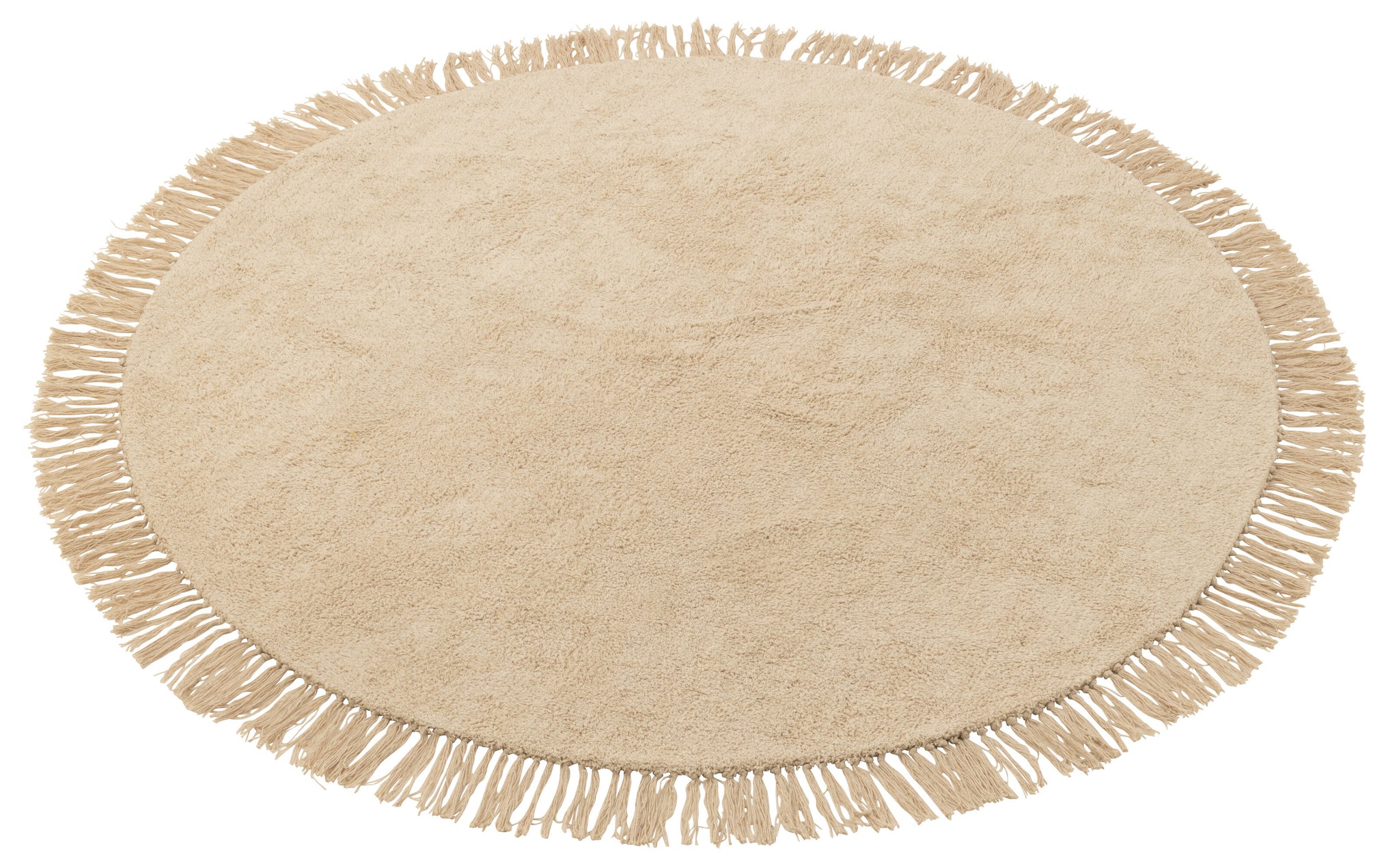 Rug Round+Fringes Light Beige
