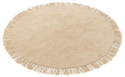 Rug Round+Fringes Light Beige