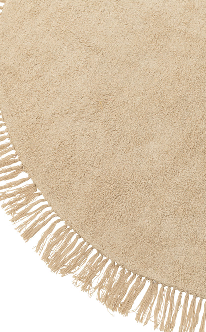 Runder Teppich mit Fransen, Hellbeige
