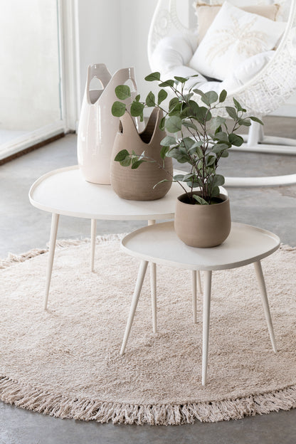 Rug Round+Fringes Light Beige