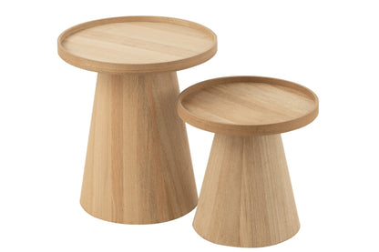 Beistelltische rund und eckig – Holz, Natur, 2er-Set