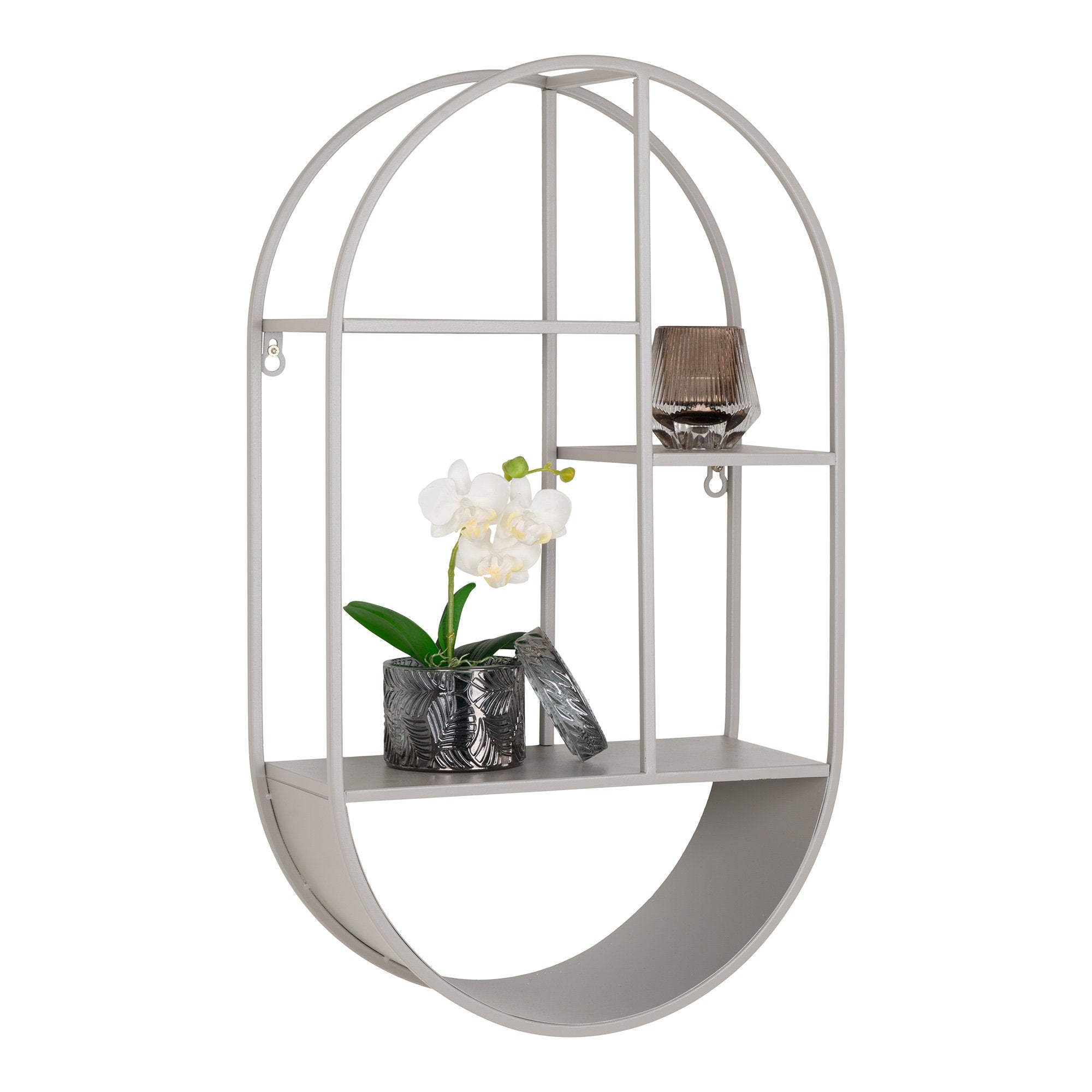 Feira Wall Shelf - Wall Shelf, oval, steel, cool grey 35x15x60 cm