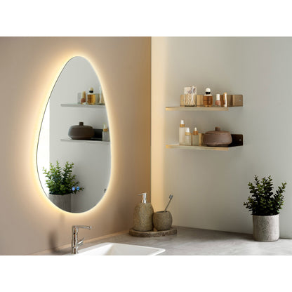 Kiama Spiegel - Spiegel mit LED, Antibeschlag und 3 Lichteinstellungen, organische Form, 58×80 cm