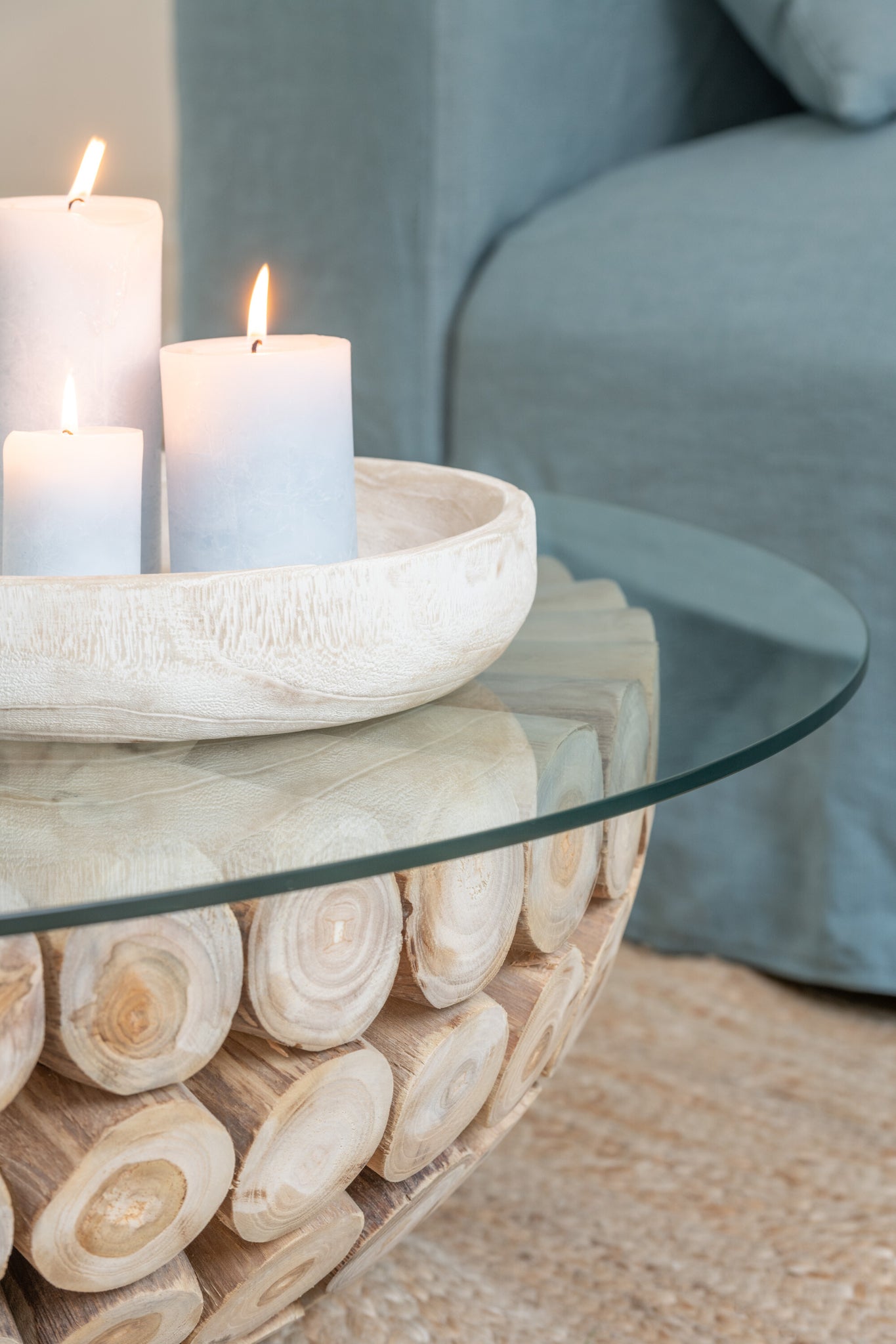 Cylinder Candle  Light Blue  S18h