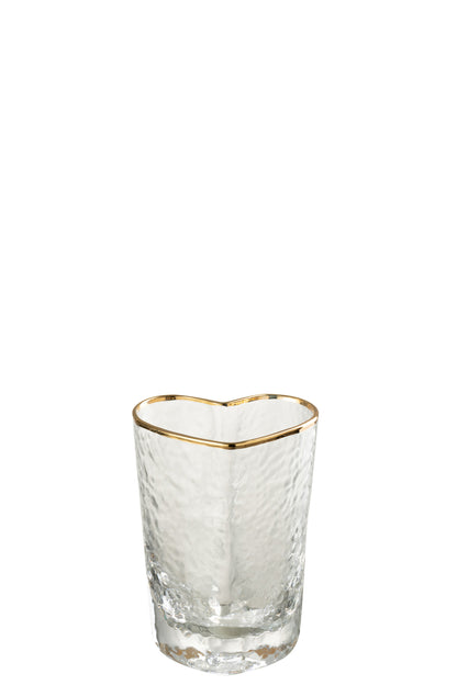 Drinking Glass Heart Glass Gold/Transparent
