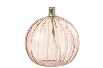Oil Lamp Ribbed Glass Rose Large
