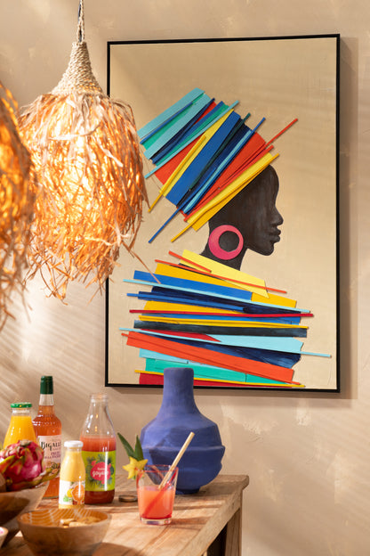 Painting African Woman Wood/Canvas Mix Assortment Of 2