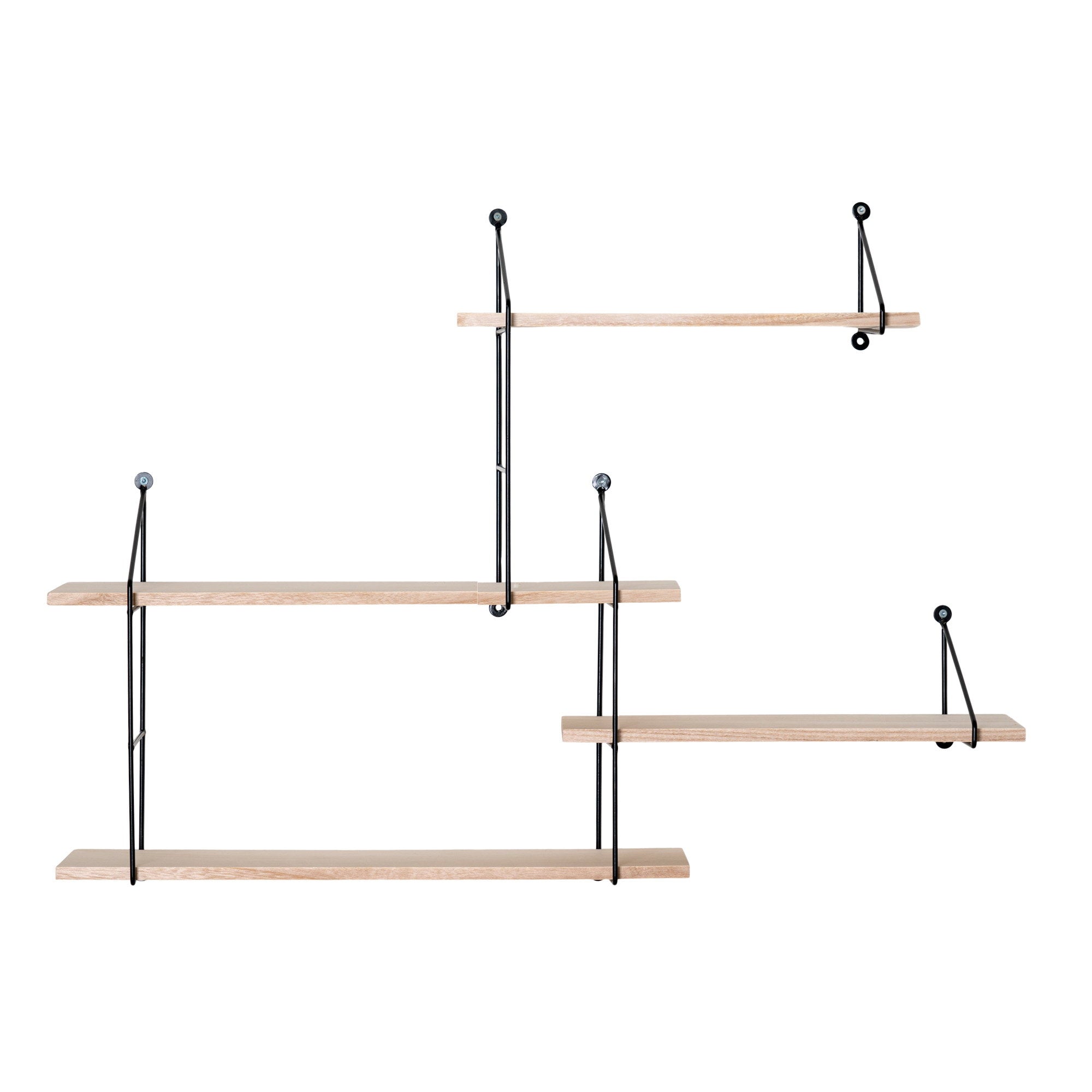 Harlem Wall Shelf - Wall Shelf, 4 wood shelves, black frame 99x17,5x62 cm