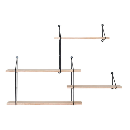 Harlem Wall Shelf - Wall Shelf, 4 wood shelves, black frame 99x17,5x62 cm