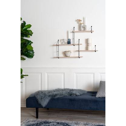 Harlem Wall Shelf - Wall Shelf, 4 wood shelves, black frame 99x17,5x62 cm