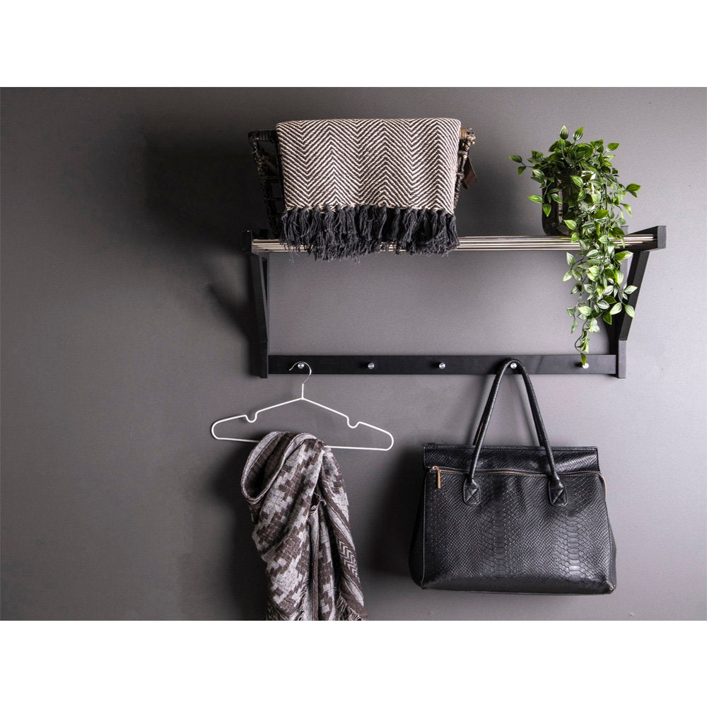 Padova Hat Shelf - Hat shelf, wood/steel, black 78x32 cm