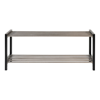 Padova Shoe Rack - Shoe rack, wood/steel, 2 shelves, black 78x34 cm