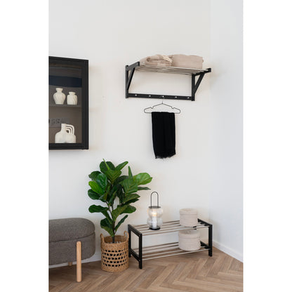 Padova Shoe Rack - Shoe rack, wood/steel, 2 shelves, black 78x34 cm