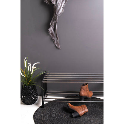 Padova Shoe Rack - Shoe rack, wood/steel, 2 shelves, black 78x34 cm