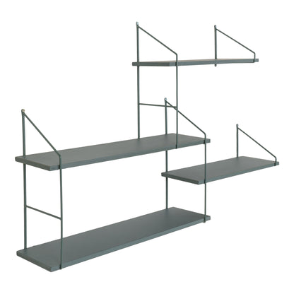 Harlem Wall Shelf - Wall Shelf, 4 green shelves, green frame 99x17,5x62 cm