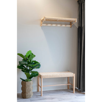 Abano Hat Shelf - Hat Shelf, poplar wood/natural wicker, natural 78x31 cm
