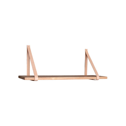 Forno Shelf - Shelf, natural, brown leather straps 80x20 cm