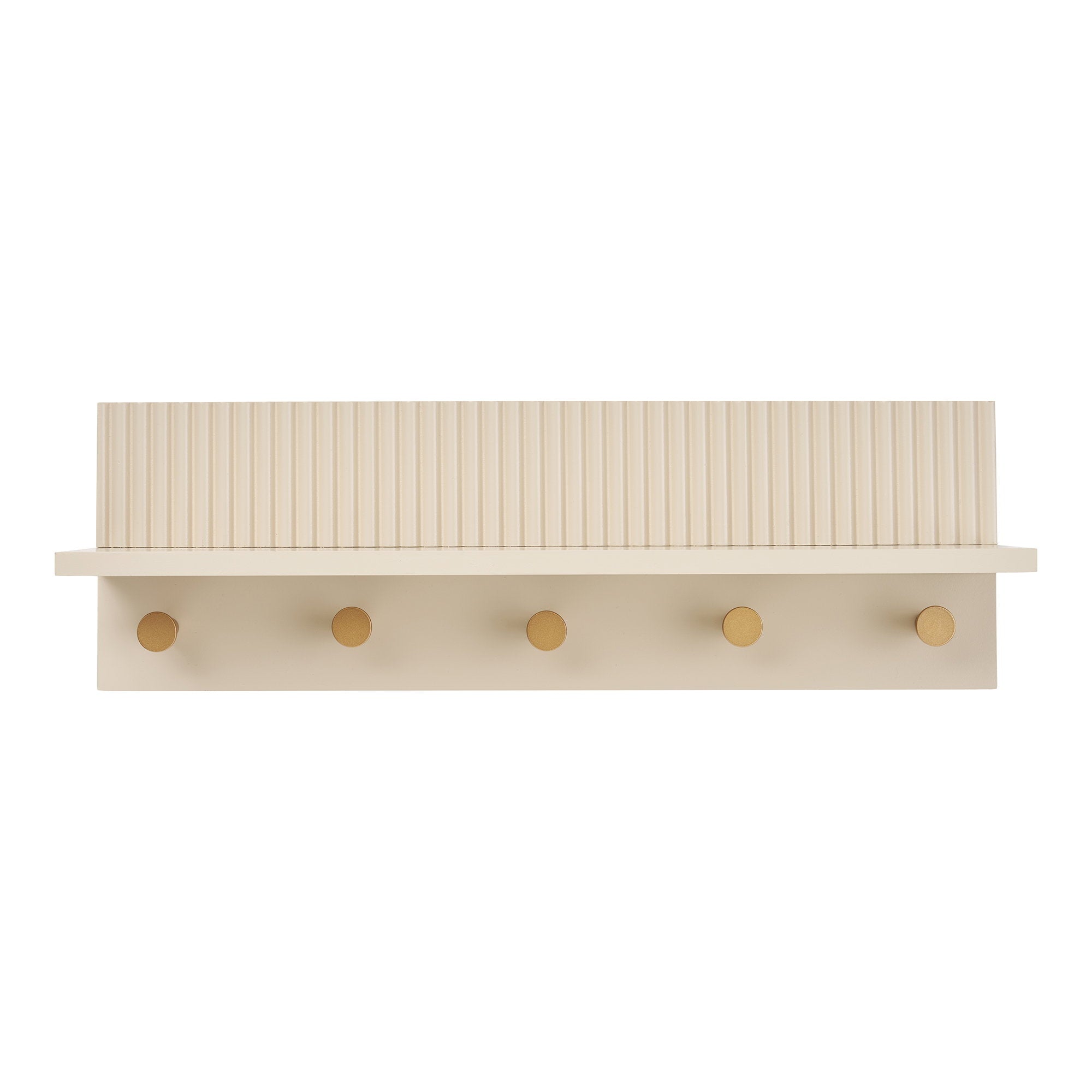 Rocca Wall Shelf with hooks - Wall shelf with hooks, beige 50x12x16 cm